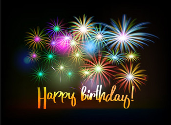 Happy birthday fireworks greeting card royalty free vector