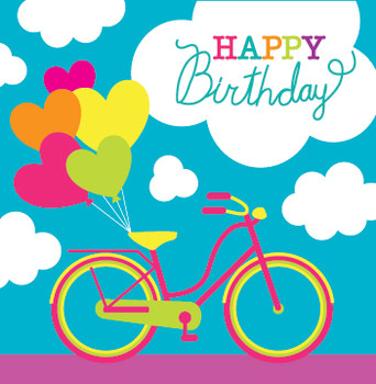 C bike with hearts happy birthday