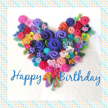Happy birthday hearts and flowers birthday card cute bunny