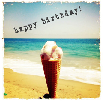 Happy birthday c ice cream on beach — paperlove boutique