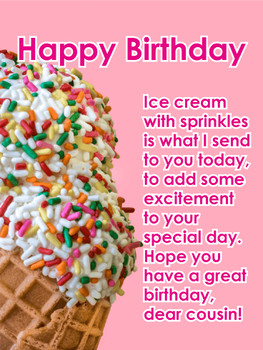 Yum ice cream happy birthday card for cousin birthday