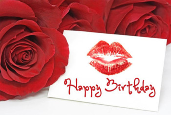 Birthday email stationery birthday flower with a kiss