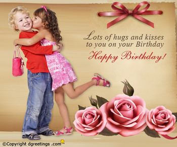 Lots of hugs and kisses kids birthday card