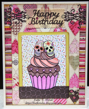 Kats tales of stamping sugar skull cupcake birthday card
