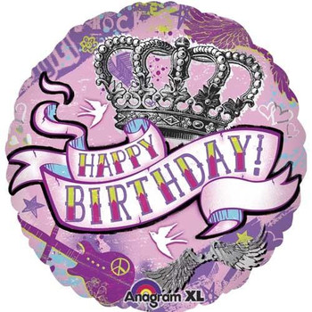 Round happy birthday tattoo foil balloon birthday foil