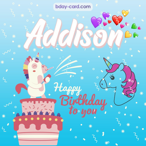 Happy Birthday pics for Addison with Unicorn