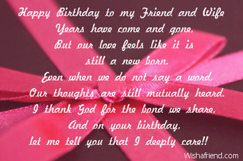 Happy birthday to my friend and wife wife birthday poem