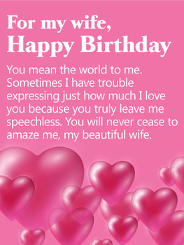 You mean the world to me happy birthday card for wife bir...