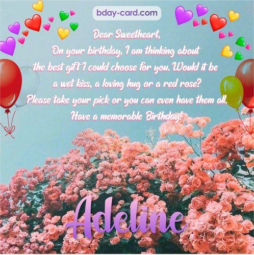 Birthday pic for Adeline with roses