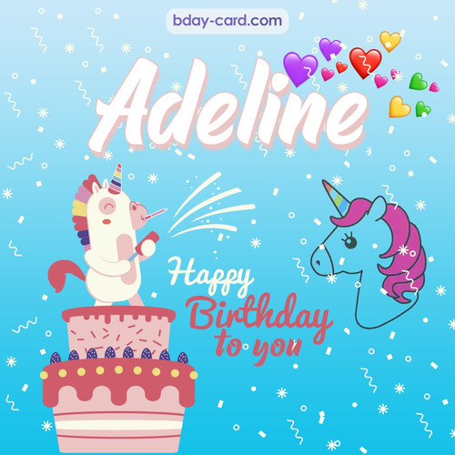 Happy Birthday pics for Adeline with Unicorn