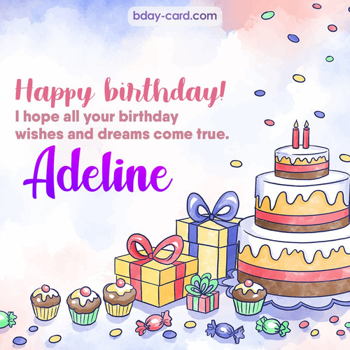 Greeting photos for Adeline with cake