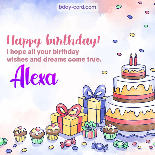 Greeting photos for Alexa with cake