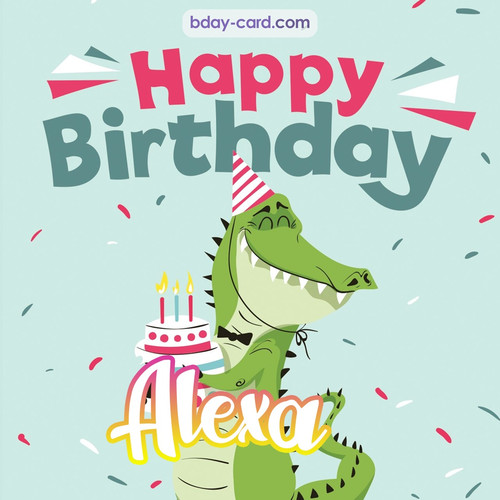 Happy Birthday images for Alexa with crocodile