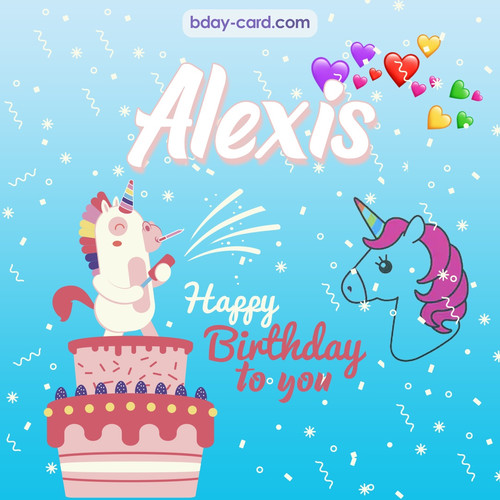 Happy Birthday pics for Alexis with Unicorn
