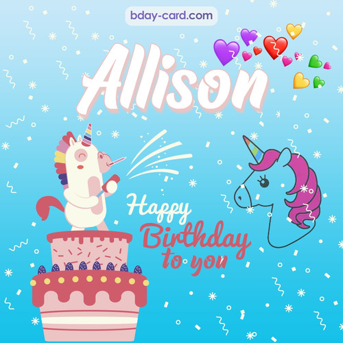 Happy Birthday pics for Allison with Unicorn