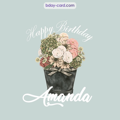 Birthday pics for Amanda with Bucket of flowers
