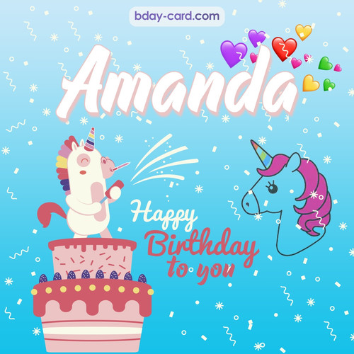 Happy Birthday pics for Amanda with Unicorn