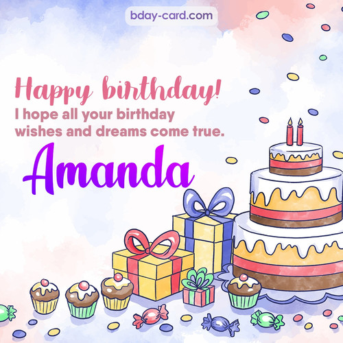 Greeting photos for Amanda with cake