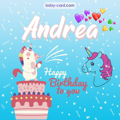 Happy Birthday pics for Andrea with Unicorn