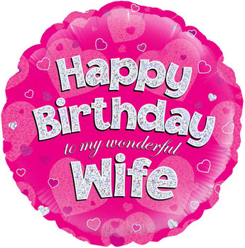 Holographic happy birthday wife balloon birthday balloons