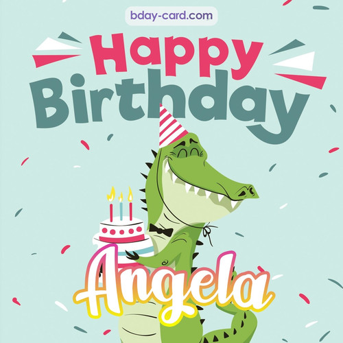 Happy Birthday images for Angela with crocodile