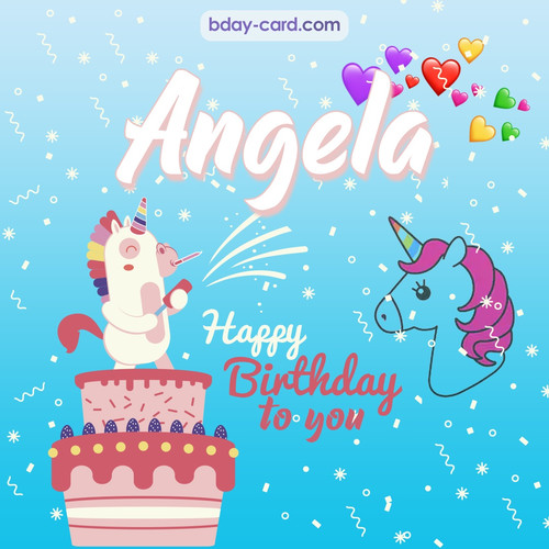 Happy Birthday pics for Angela with Unicorn