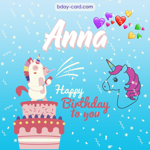 Happy Birthday pics for Anna with Unicorn