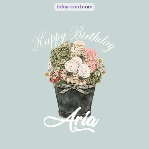 Birthday pics for Aria with Bucket of flowers
