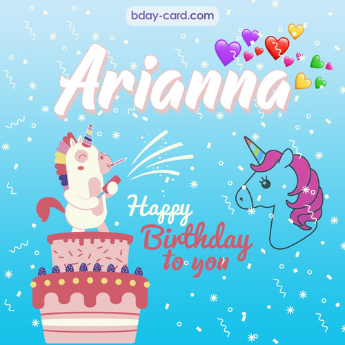 Happy Birthday pics for Arianna with Unicorn