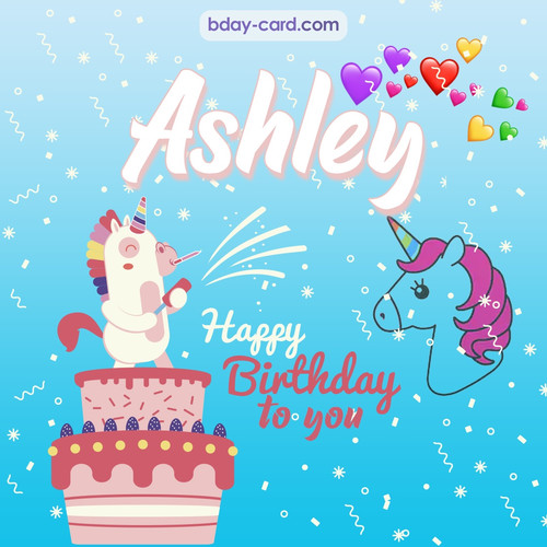 Happy Birthday pics for Ashley with Unicorn