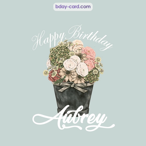 Birthday pics for Aubrey with Bucket of flowers
