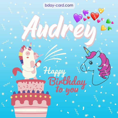 Happy Birthday pics for Audrey with Unicorn