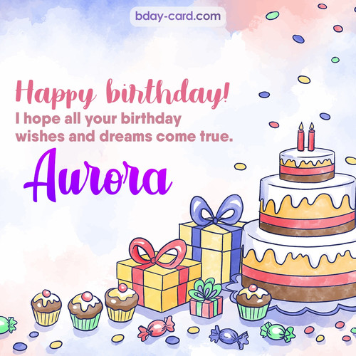 Greeting photos for Aurora with cake
