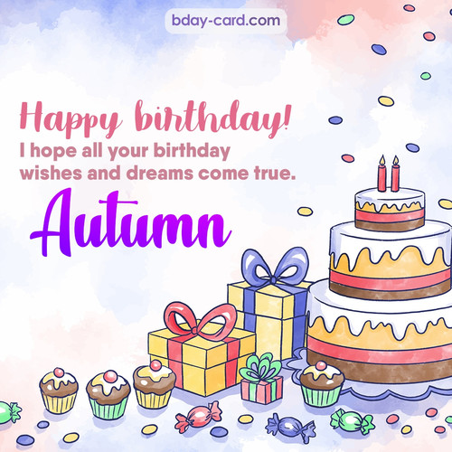 Greeting photos for Autumn with cake