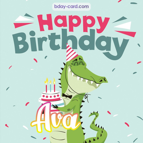 Happy Birthday images for Ava with crocodile
