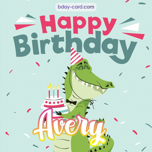 Happy Birthday images for Avery with crocodile