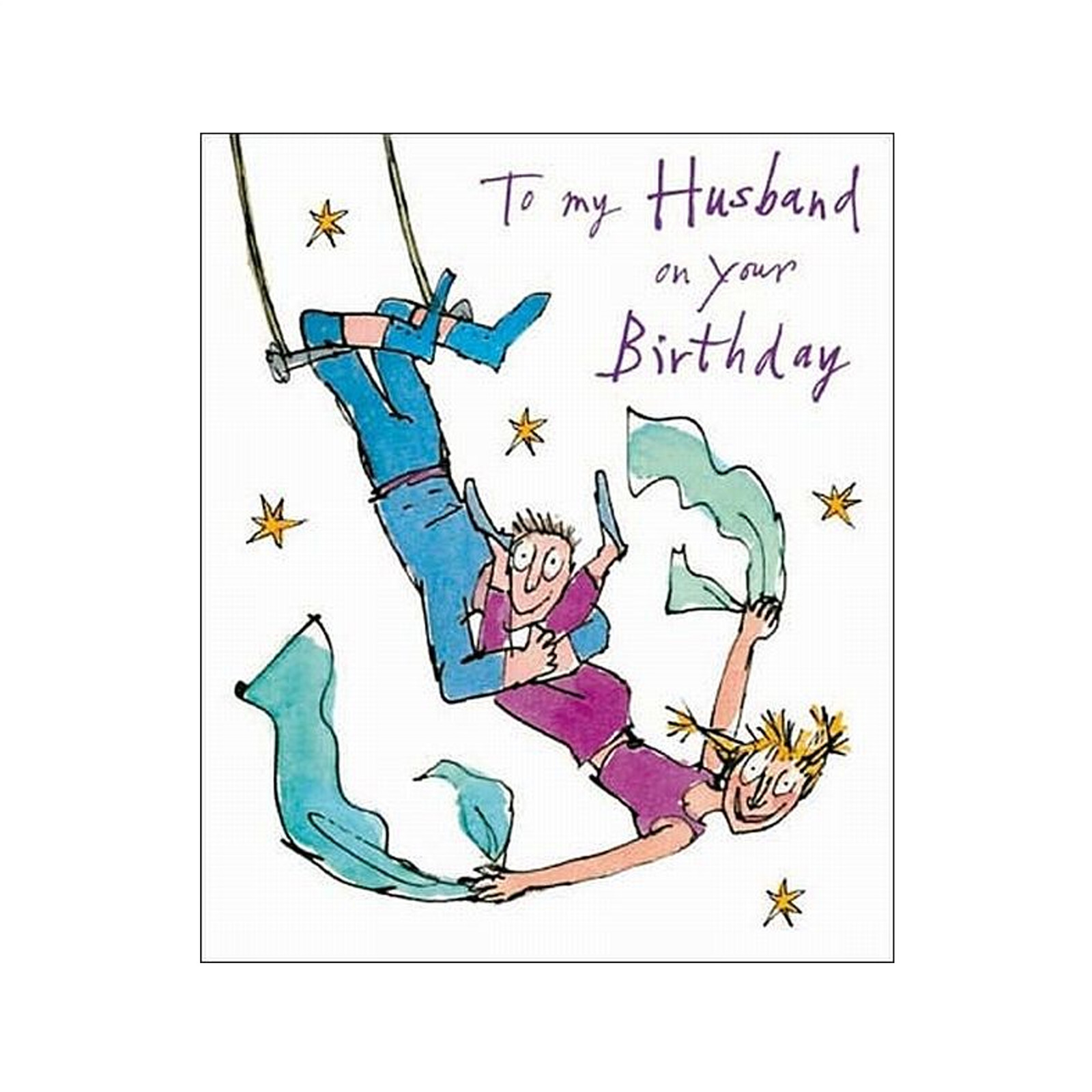 Cheerful trapeze couple – to my husband