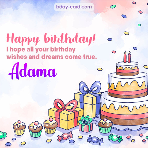 Greeting photos for Adama with cake