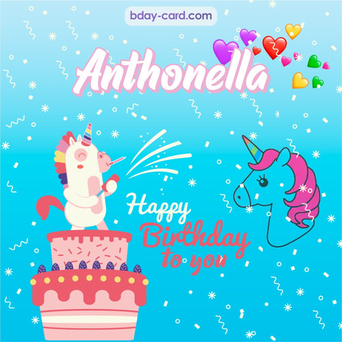 Happy Birthday pics for Anthonella with Unicorn