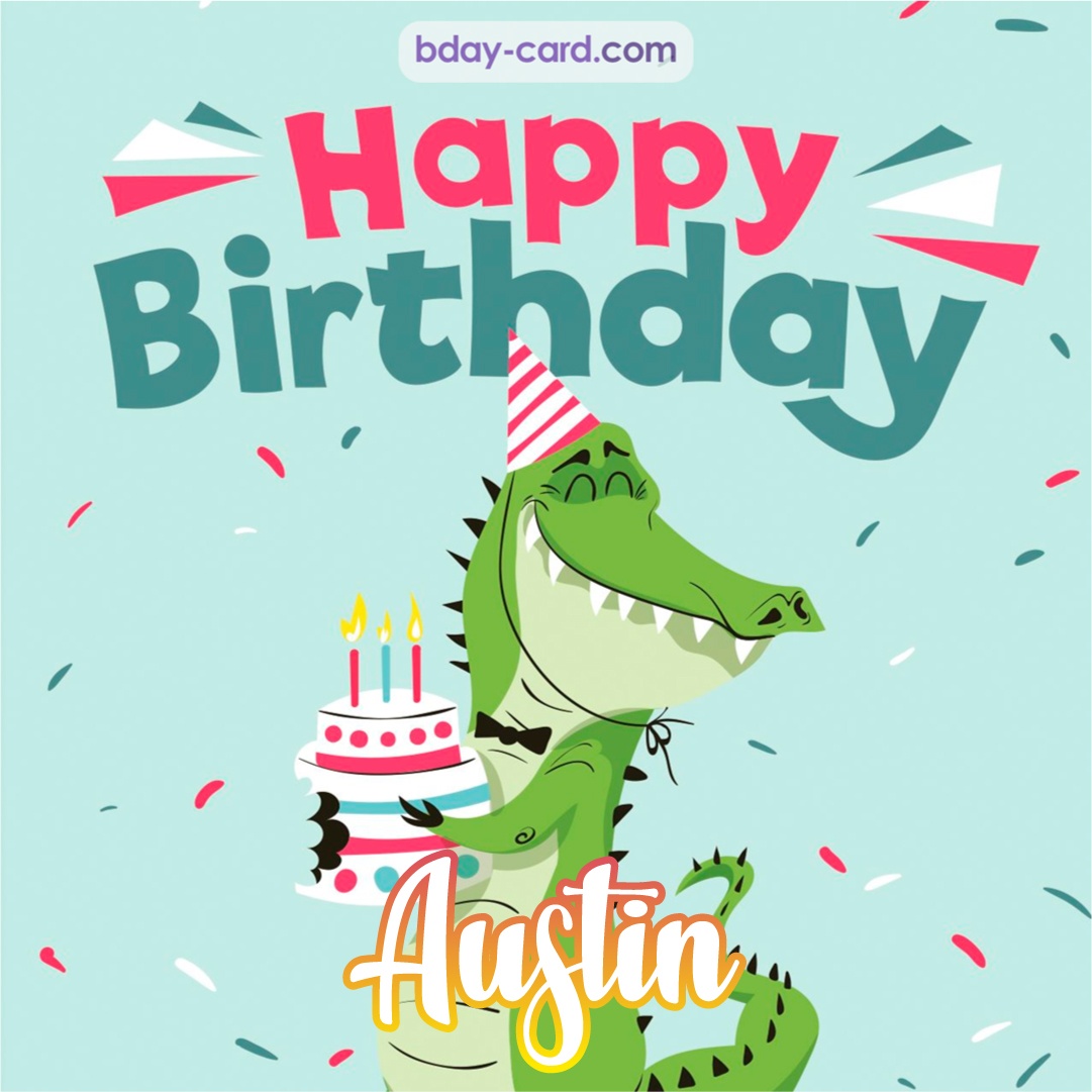 Happy Birthday images for Austin with crocodile