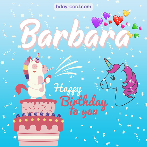 Happy Birthday pics for Barbara with Unicorn
