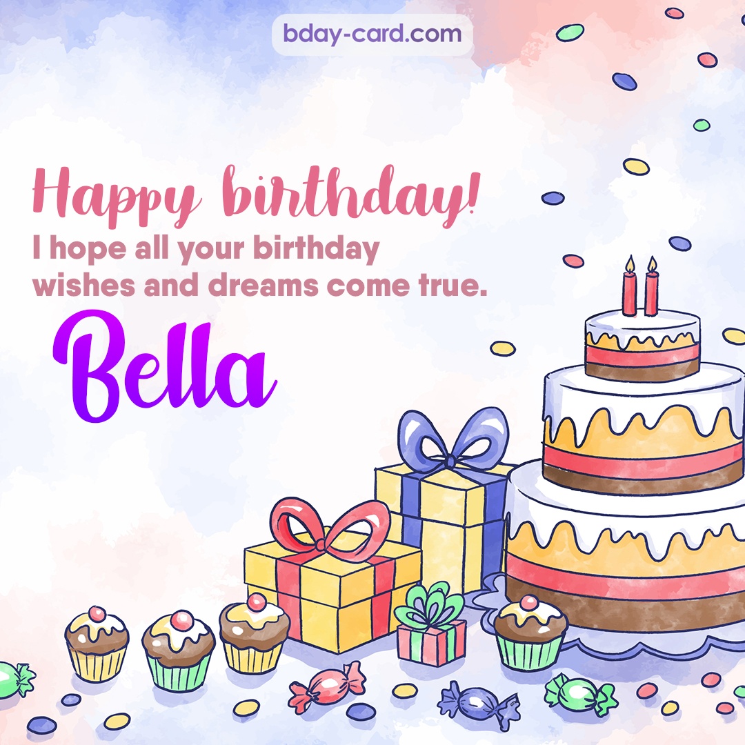 Greeting photos for Bella with cake
