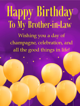Golden birthday balloon card for brother in law birthday