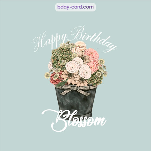 Birthday pics for Blossom with Bucket of flowers