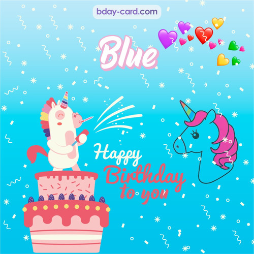 Happy Birthday pics for Blue with Unicorn
