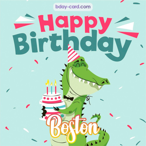 Happy Birthday images for Boston with crocodile