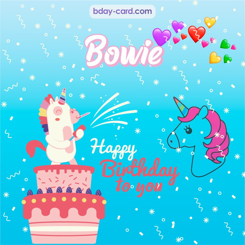 Happy Birthday pics for Bowie with Unicorn