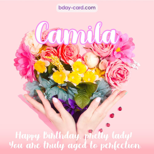 Birthday pics for Camila with Heart of flowers