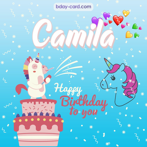 Happy Birthday pics for Camila with Unicorn