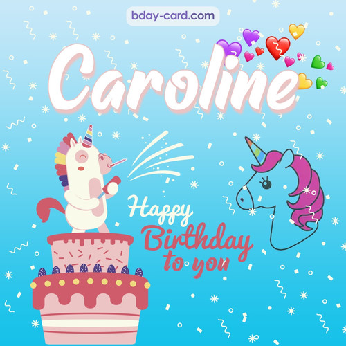 Happy Birthday pics for Caroline with Unicorn